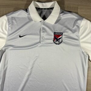 Nike Dri Fit Lincoln‎ Charter College Polo Shirt Gray Color Block Size XL